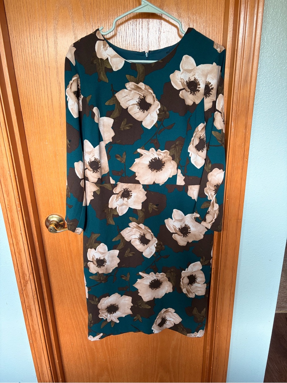 Banana Republic Teal Floral Long Sleeve Dress